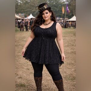 Tripp NYC Lace Corset Dress Womens Plus Size 6X Black Goth Steampunk Festival A8